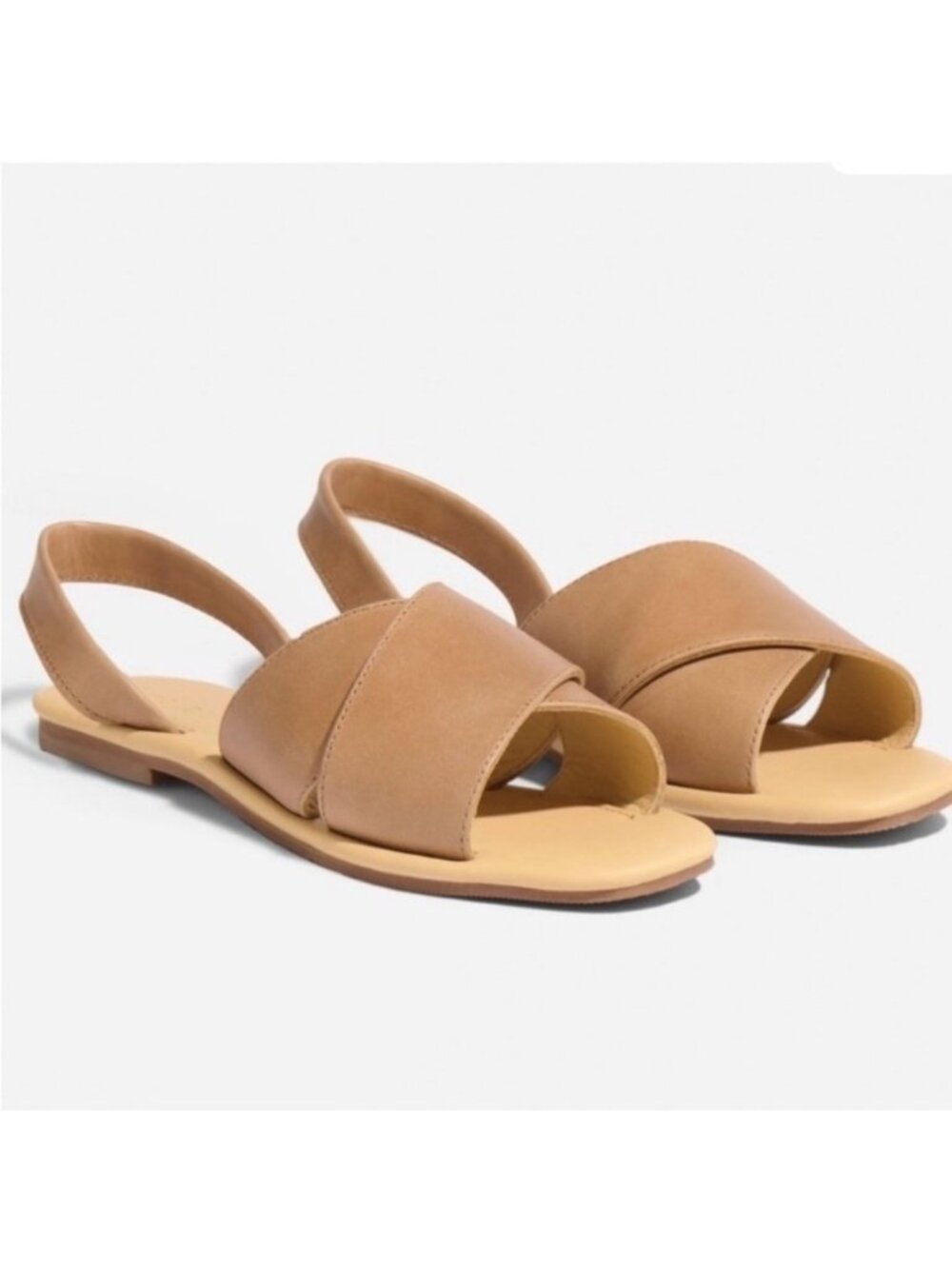 Nisolo All Day Sandals Leather Crossover Toe Straps Slip On Almond Tan Sz 8.5
